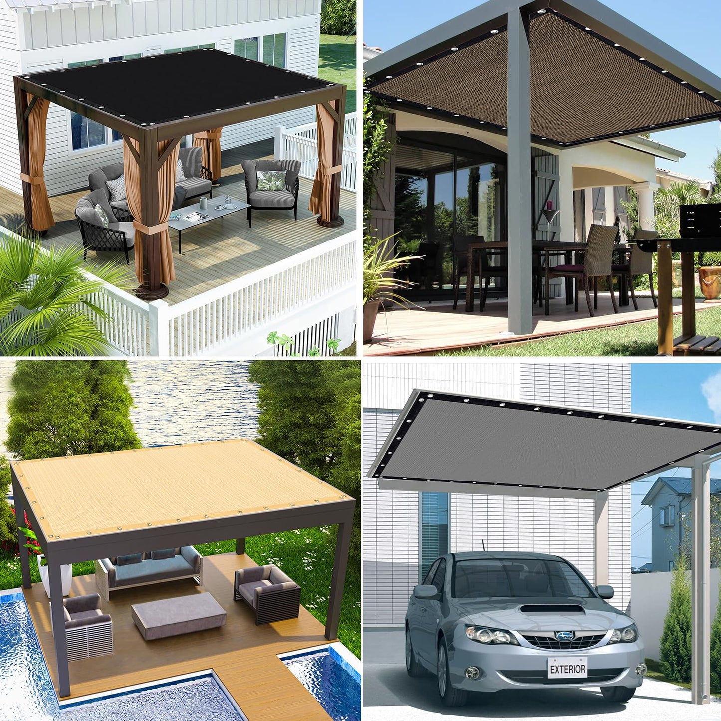 KANAGAWA 90% Sun Shade Cloth 12'X 20' Outdoor Pergola Shade Cover Canopy with Grommets UV Block Privacy Screen for Patio, Backyards, Outdoor, Carport, Garden, Pewter Gray - WoodArtSupply