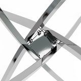 NIERN 5 Piece Dining Table Table Set, Tempered Glass Dining Table Set for 4 Kitchen Table Set with 4 Upholstered Chairs for Kitchen Dining Room (Sliver Table with White Chair) NIERN