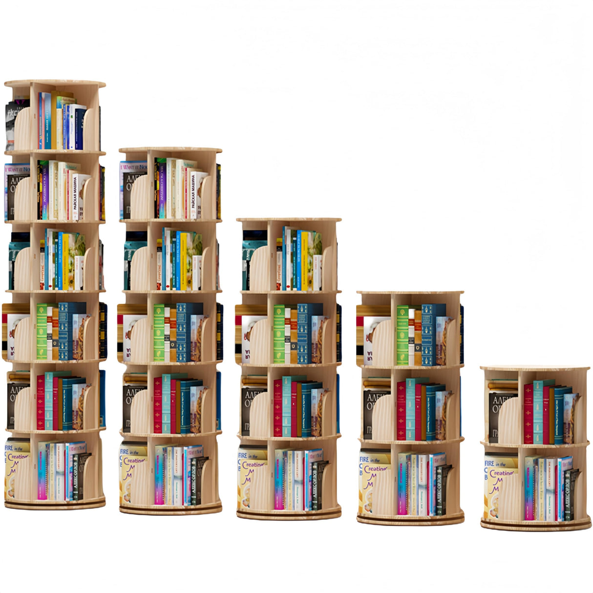 TidyEasy 2 Tier Rotating Bookshelf, 360° Display Floor Standing Bookcase, Rotating Bookshelf for Kids & Adults, Spinning Bookshelf Tower for Classroom Bedroom Living Room TidyEasy