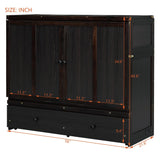 Merax Murphy Bed with USB Port and a Large Drawer, Converts to Cabinet, Sturdy Cabinet Bed for Bedroom, Full Size, Espresso Merax