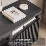 BELLEZE Fluted TV Stand with 23" Electric Fireplace Heater with Sound, 68" Entertainment Center for TV Up to 75", Media Console Table with Cable Management for Living Room, Bedroom - Ebony BELLEZE