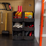 IRIS USA Plastic Shelf Bins Stackable Open Front Storage Bins Plastic Hanging Organizer Bin Caddy Basket for Hardware Crafts, Small Parts, Nuts and Bolts, Tool Storage - Large Black 8 Pack IRIS