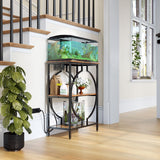 HavenlyYouth 10 Gallon Aquarium Stand with Power Outlet, 3 Tier Heavy Duty Metal Fish Tank Stand with Storage, Fish Tank Table for Home Office, 21.3" x 11.8" x 29", Rustic Brown HavenlyYouth