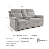 Signature Design by Ashley Barnsana Minimalist Power Reclining Loveseat with Console and USB Charging Ports, Light Gray Signature Design by Ashley
