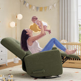 Nursery Recliner Chair, 360° Swivel Rocking Glider Chair for Adults with Adjustable Backrest & Footrest, Cozy Corduroy Upholstered Armchair for Living Rooms, Bedrooms, Apartments, Green Garvee