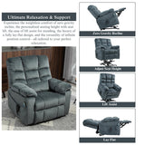 JUUXO 3-Motor Lift Chair with Adjustable Seat Height Zero Gravity Lay Flat Recliner with Heat Massage, Big Man Lift Recliners 400 lbs for Elderly Storage Cup Holders, Tall Man Recliner JUUXO