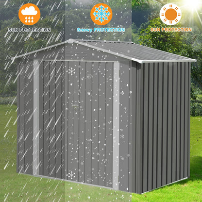 Large 7×4.2 FT Outdoor Resin Storage Sheds, Metal Tool Sheds with Lockable Doors, Heavy Duty Garden Shed for Bike with Vents, Tool Sheds & Outdoor Storage Clearance for Backyard Patio Lawn Ou - WoodArtSupply