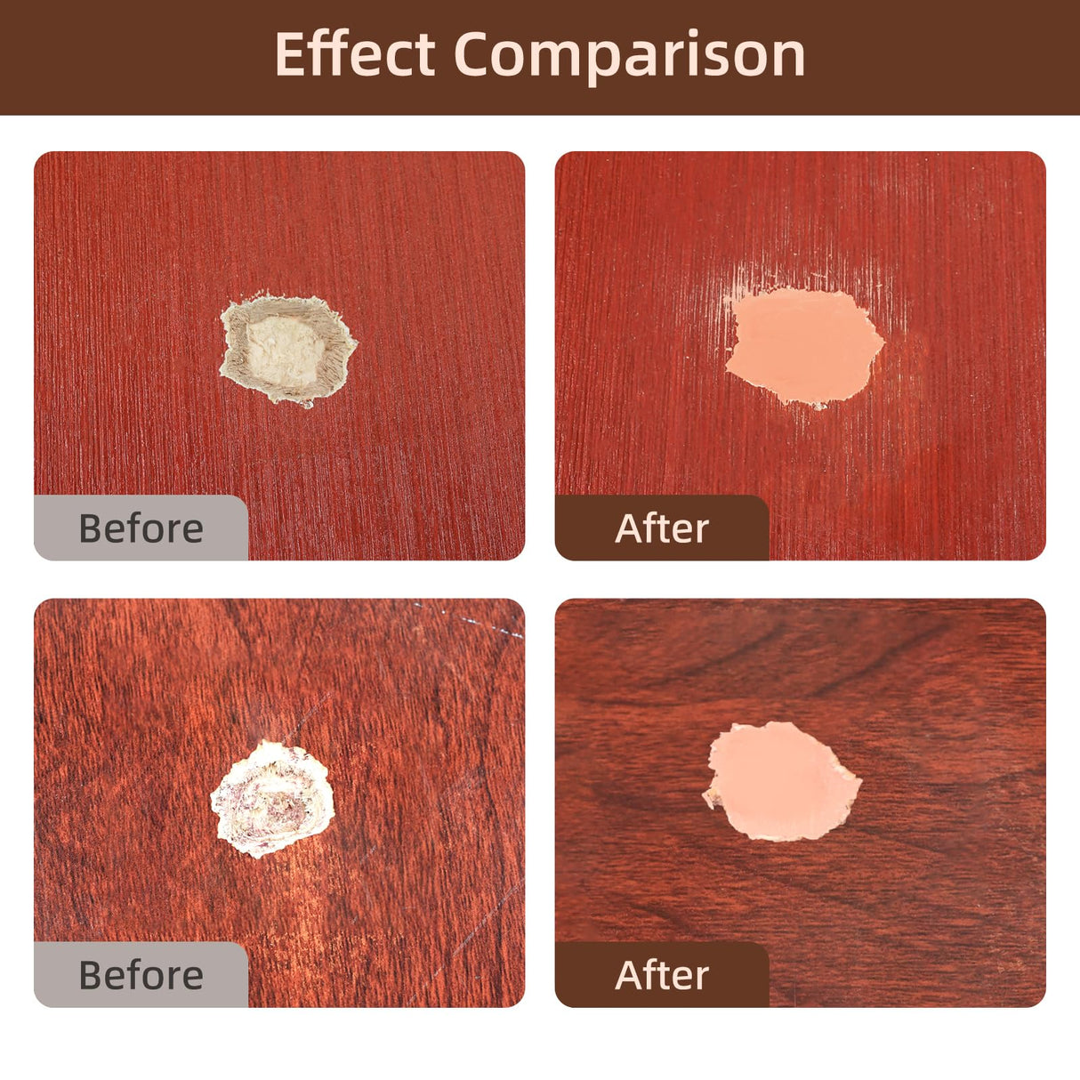 BONCART Wood Filler,Wood Putty,Mahogany Wood Filler,Paintable, Stainable, Sandable. Wood Filler can quickly repair holes, cracks, chips, damage, and Boncart