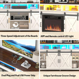 Vinctik 6&Fox 57” Wooden Farmhouse TV Stand for 60/65 inch TV,Double Layer Storage Entertainment Center TV Console Table,w Double-Row Sockets and 2 Sliding Barn Door,Media Cable Box(White) Vinctik 6&Fox