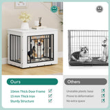 YITAHOME 30.1" L Dog Crate Furniture for Medium Dogs, 2-in-1 Iron-Wood Fusion Dog cage Indoor up to 35 lb, Side End Table, Modern Dogs Kennel with Waterproof Top, Safety Corners,Steel Lock,White YITAHOME