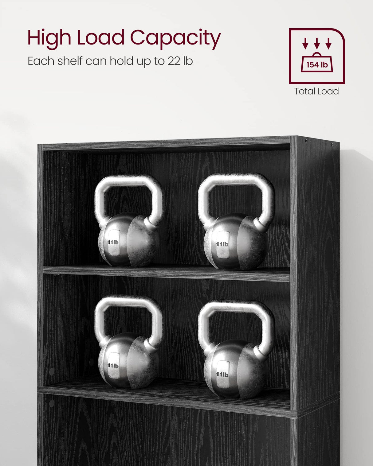 VASAGLE CUSTOS Collection - Bookshelf, 6-Tier Bookcase, Book Shelf, Open Storage Shelf, 9.4 x 23.6 x 63.3 Inches, for Living Room, Home Office, Dinning Room, Ebony Black ULBC166T56 VASAGLE