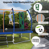 Lyromix 16FT Outdoor Rectangle Trampoline for Kids and Adults, Rectangular Trampoline with Curved Poles, Pumpkin Trampolin with Light, Sprinkler, Soccer and Storage Bag Lyromix