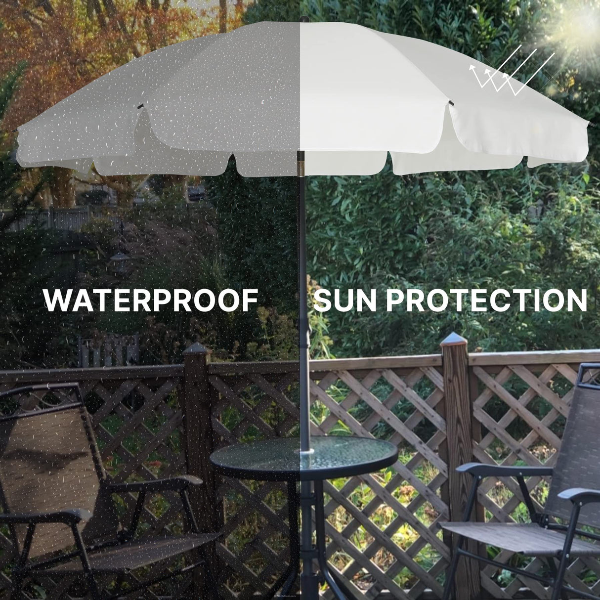 AMMSUN Patio Umbrella, 6.5 ft Outdoor Table Umbrella with Tilt Steel Pole, UPF50+ Protection, Great for Outdoor Garden Backyard, Elegant White AMMSUN