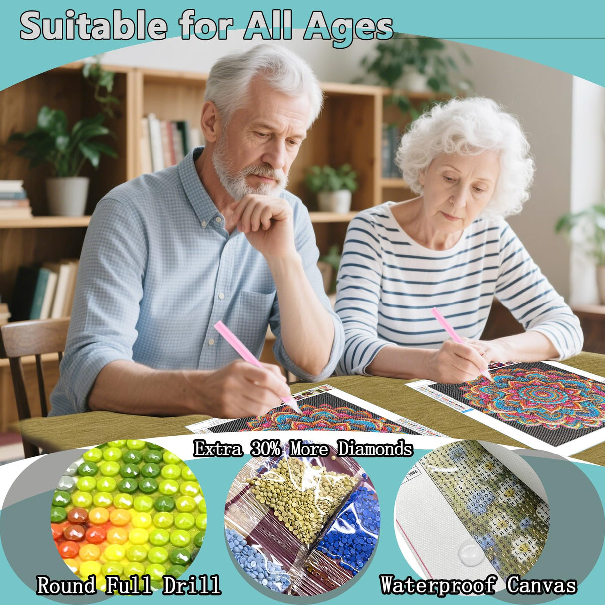 AMORARS Mandala Diamond Painting Kit for Adults, Mandala Diamond Art Beginners - DIY Full Diamond Dot Gem Art Paintings, Suitable Gifts, and Home Decoration Crafts, 12x12Inch AMORARS