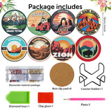 NEGEKFKX 8 Pcs National Park Diamond Art Painting Coasters Kits, Coaster with Holder for Adults, Non-Slip DIY Dot Paint Craft Kits,5D Full Drill DIY Diamond Dot Gem Art Kit Home Decor Arts Craft NEGEKFKX