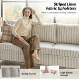 HULALA HOME 81" Farmhouse Couch with Stripe Pattern, 3 Seater Sofa with Solid Wood Legs and Rolled Wide Armrests, Comfy Upholstered Sofa with Nailhead Trims, FSC Certified, Stripe HULALA HOME