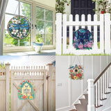 VAIIEYO Flower Diamond Art Hanging Ornament, Heart Diamond Painting Suncatchers Window Hanging Kit with Chain, 7.5x7.5 inch Crystal Pendant Art Craft for Gift Home Wall Front Door Decoration VAIIEYO