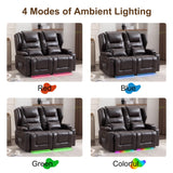 DRMBOOK RV Power Loveseat Recliner Sofa, Leather Double Wall Hugger Reclining Sofa, Home Theater Seating Chair with Cup Holders, 2 Person Couch RV Furniture for Living Room, Brown DRMBOOK