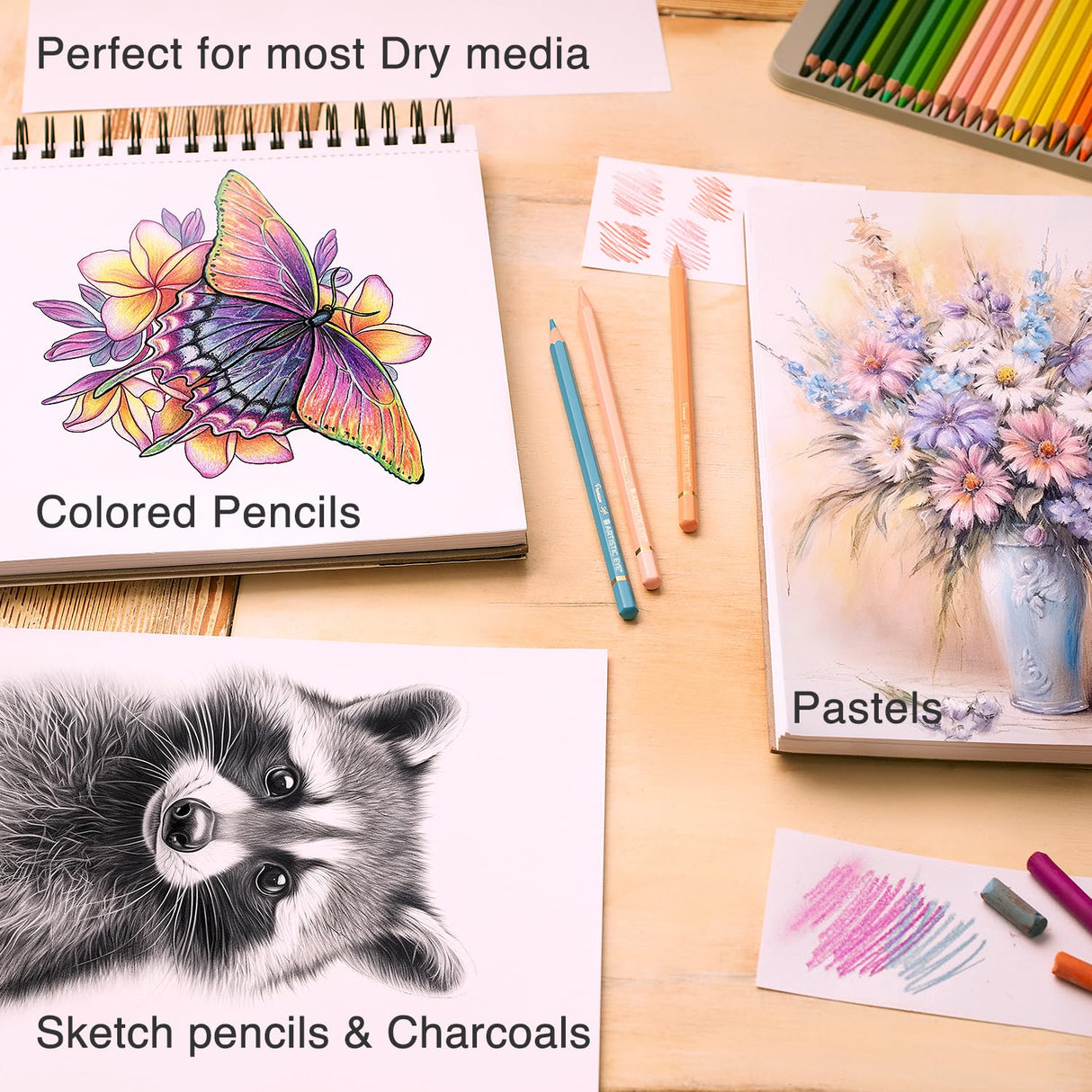 ARTISTIC EYE 9x12 Premium Sketch Book Set, 100 Sheets, Spiral Bound, 68lb (100gsm), Acid-Free Drawing Paper, Ideal for Kids, Teens & Adults (Set of 2) ARTISTIC EYE