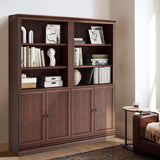 JAHRSTIM Halston Standard w/ Doors Bookshelves and Bookcase Floor Standing 5 Tier Adjustable Shelves Organizer and Storage, 72in Tall Bookshelf for Home Office, Living Room, Bed Room, Kitchen, Cherry JAHRSTIM