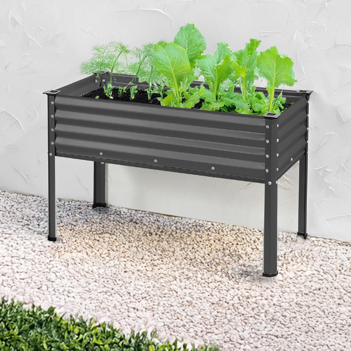 Best Choice Products 48x24x30in Galvanized Raised Garden Bed, Metal Elevated Planter Box, Vegetable Garden for Backyard, Patio, Balcony - Charcoal Best Choice Products