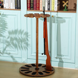 CroBlissful Wooden Gun Rack Holds 12 Guns Display Storage Holder Indoor Vertical Stand with Soft Padding 2 Adjustable Heights for Living Room Collection Room Warehouse (Walnut Color) CroBlissful