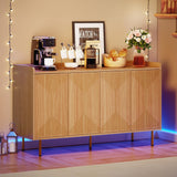 YITAHOME Modern Natural Wood Sideboard Buffet Cabinet with Carved Doors for Living Room and Dining Room YITAHOME