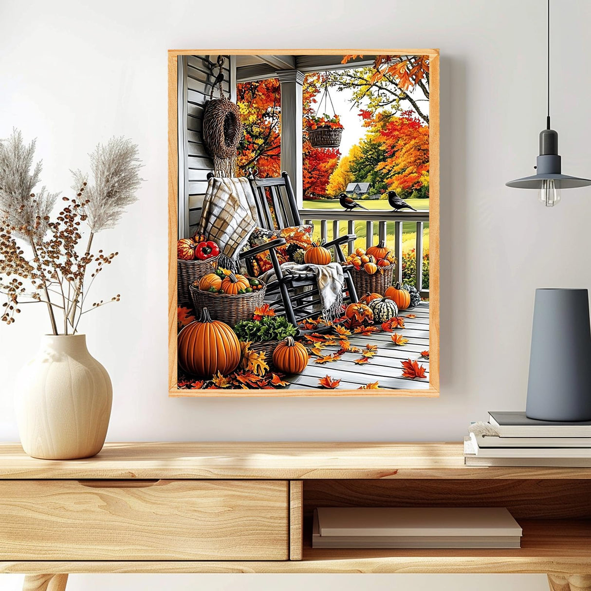 MAXBYE Paint by Numbers, Autumn Porch Adults' Paint by Number Kits, DIY Acrylic Paint Kit for Adults Beginners Unframed, Pumpkins Easy Oil Paint by Numbers Canva for Home Wall Decor 12x16inch MAXBYE