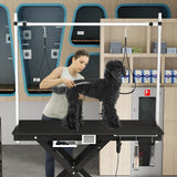 ACIDBOLT 50 Inch Electric Dog Grooming Table, Heavy Duty Height Adjustable Collapsible Extra Large Pet Grooming Table with Overhead Arms, Two Nooses & Anti Slip Tabletop, Black ACIDBOLT