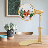 Adjustable Embroidery Hoop Stand, Beech Wooden Cross Stitch Holder, Embroidery Lap Stand for Needlework, Tabletop Seat Frame Stand for Embroidery and Cross Stitch guofa