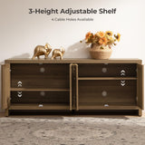 SICOTAS TV Stand for Living Room Rattan Entertainment Center for Bedroom with 4 Rattan Cabinets Farmhouse Television Stands with Storage Large Media Console Table for TVs up to 50 55 60 65 Inch SICOTAS