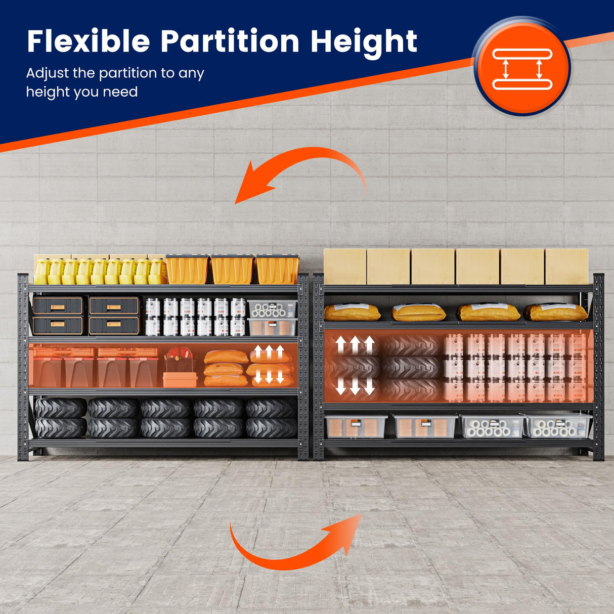 Yizosh Storage Shelves, 5000LBS Garage Shelving Unit, Metal Shelving Adjustable Storage Shelves Heavy Duty, Suitable for Garage, Supermarket, Warehouse, 71" W x 24" D x 70" H Yizosh