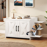 YITAHOME 27" Cat Litter Box Enclosure, Modern Cat Litter Box Furniture Hidden with Scratching Post&cusion, Wooden Cat House as Side End Table Nightstand, Fit Most of Litter Box, White YITAHOME