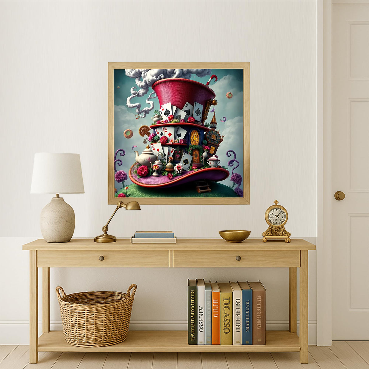 1tonine DIY 5D Fantasy Hat Diamond Art Kits for Adults-Playing Cards Full Drill Round Diamond Dots Paint by Numbers Kit-Red Hat Diamond Painting Gem Arts and Crafts for Home Decor and Gifts 1tonine