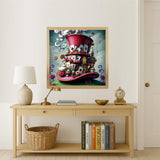 1tonine DIY 5D Fantasy Hat Diamond Art Kits for Adults-Playing Cards Full Drill Round Diamond Dots Paint by Numbers Kit-Red Hat Diamond Painting Gem Arts and Crafts for Home Decor and Gifts 1tonine