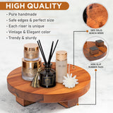 Demigo Round Wood Riser Board 9.5 inches, Natural Acacia Wood, Farmhouse Plant Holder, Multi-Purpose Display Stand, Wooden Pedestal for Soap, Plants, Candles, Countertop, Kitchen, Bathroom Demigo