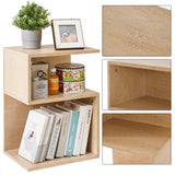 IBUYKE S-Shaped Nightstand, 3-Tier Wood Nightstand with Open Storage, Minimalist End Table for Small Spaces, Easy Assembly, Bedside Table for Bedroom, Natural UWST004R IBUYKE