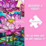 Stained Glass Puzzles for Adults 1000 Pieces, Lotus Flower Puzzle Art, Impossible Hard Challenging Puzzles for Adults, Colorful Floral Stained Glass Jigsaw Puzzle Waterlily PICKFORU