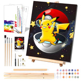 Cartoon Paint by Numbers Kit for Kids with Framed Canvas - with Wooden Easel, Easy Kids Paint by Number Kits Age 8-12, DIY Acrylic Oil Painting Kits with 4 Wooden Brushes Nice Gift Box (12x16 inch) KOJEFCV
