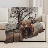 Highland Cow Blanket Highland Cow Throw Blankets Rustic Farmhouse Cattle Print Cozy Fleece Flannel Stuff Plush Lightweight Bedding Lover Gifts for Men Women Adults for Couch Sofa Bed Decor 40"X50" nanen