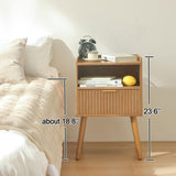 AWASEN Fluted Nightstand, Mid Century Modern Bedside Table with Storage Drawers, Wood Night Stand Bed Side Table with Solid Wood for Living Room, Bedroom, Office and Small Space (Brown) AWASEN