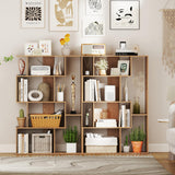 Nightcore 5-Tier Geometric Bookshelf, 47” Tall Modern S-Shaped Bookcase with 6 Storage Cubes, Freestanding Storage Organizer Display Rack for Living Room, Bedroom, Home Office (Natural) WoodArtSupply