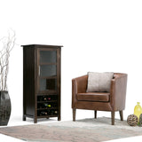 SIMPLIHOME Avalon 12-Bottle SOLID WOOD 22 Inch Wide Contemporary High Storage Wine Rack Cabinet in Dark Tobacco Brown, For the Living Room, Dining Room and Kitchen SIMPLIHOME