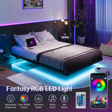 Full Size Modern Floating Bed Frame with Smart LED Lights, USB Charging Station, Sturdy Metal Platform, No Box Spring Needed, and Easy Assembly Liians
