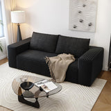 63" Cloud Loveseat Sofa - Boneless Deep Seat 2-Seater, No Assembly Foam Floor Couch, Plush Corduroy Fabric, Modern Living Room Sofa for Small Space Apartment, Bedroom, Office (Black, 63") Klwenas Maec