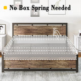 LIKIMIO Walnut King Bed Frame with Headboard & Footboard - Sturdy, Noise-Free Design with Ample Underbed Storage LIKIMIO