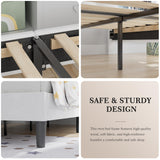 VECELO Twin Bed Frame with Upholstered Headboard, Heavy-Duty Platform Bedframe with Strong Wooden Slats Support, No Boxing Spring Needed, Pure White VECELO