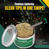 Flexzion Soldering Iron Tip Cleaner, Soft Coiled Brass Wire Sponge Stainless Steel Holder with Rosin Flux Flexzion