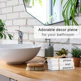 Farmhouse Bathroom Decor - Funny Rustic Wooden Mini Books for Your Restroom Shelf - The Perfect Small Decorative Accent for The Guest Bathroom, White KIBAGA