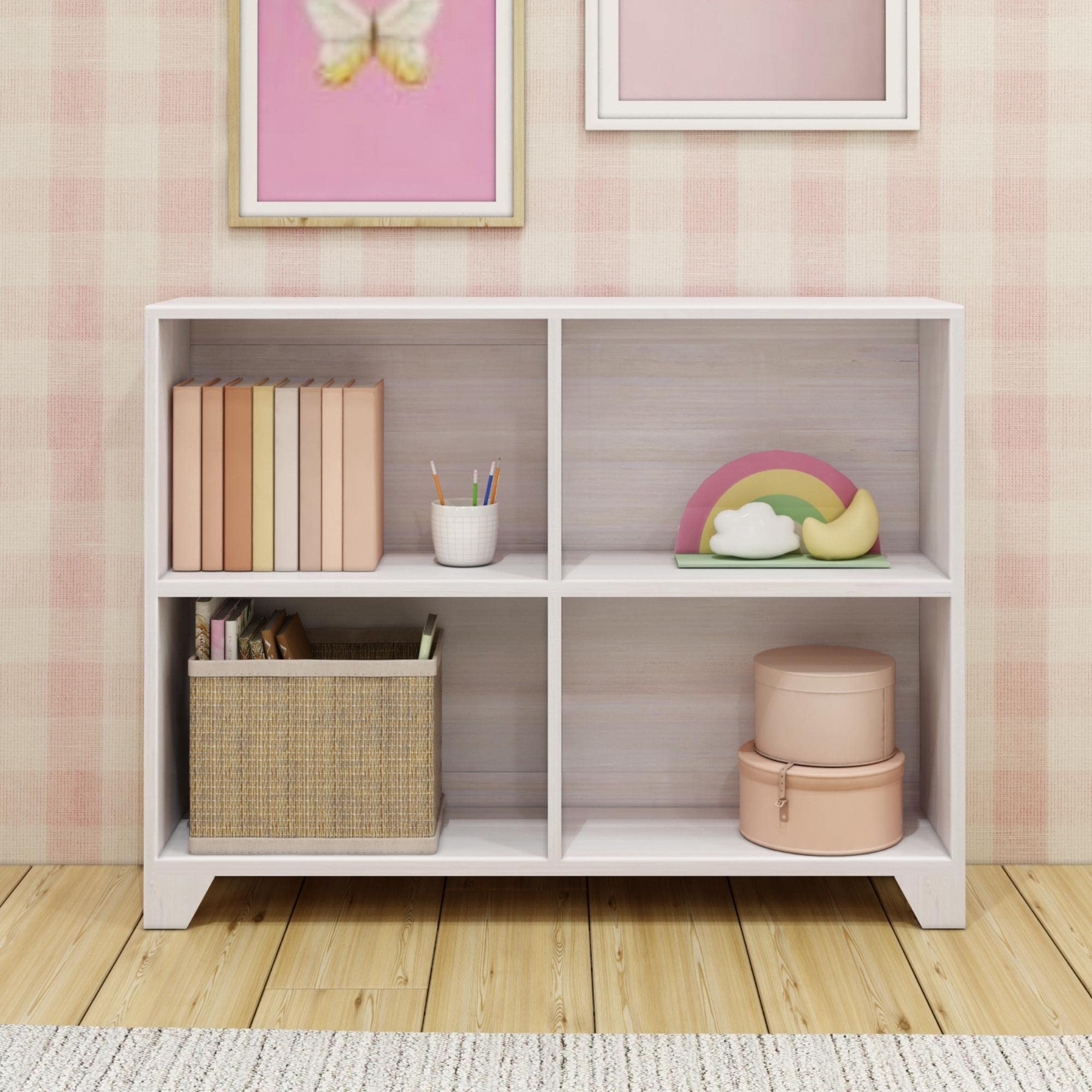 Max & Lily Modern Farmhouse 4-Shelf Solid Wood Bookcase - Thumbnail 3